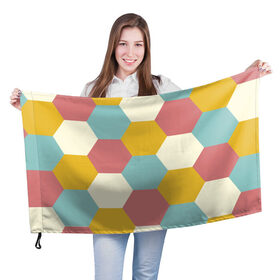 Флаг 3D с принтом Разноцветные узоры , 100% полиэстер | плотность ткани — 95 г/м2, размер — 67 х 109 см. Принт наносится с одной стороны | геометрия | разноцветный | спорт | узоры | фигура | футбол | шестиугольники