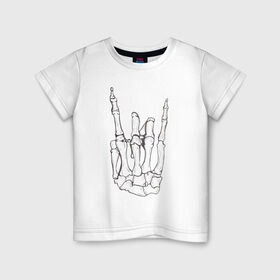 Детская футболка хлопок с принтом Рок до самого конца , 100% хлопок | круглый вырез горловины, полуприлегающий силуэт, длина до линии бедер | арт | знак | коза | кости | кость | палец | пальцы | рисунок | рок | символ