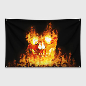 Флаг-баннер с принтом Череп , 100% полиэстер | размер 67 х 109 см, плотность ткани — 95 г/м2; по краям флага есть четыре люверса для крепления | skull | огонь | пламя | череп | черепушка