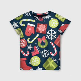 Детская футболка 3D с принтом Новогоднее Настроение , 100% гипоаллергенный полиэфир | прямой крой, круглый вырез горловины, длина до линии бедер, чуть спущенное плечо, ткань немного тянется | 
