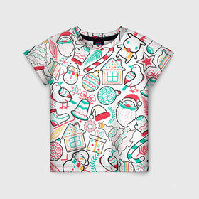Детская футболка 3D с принтом Новогодняя Сказка , 100% гипоаллергенный полиэфир | прямой крой, круглый вырез горловины, длина до линии бедер, чуть спущенное плечо, ткань немного тянется | 