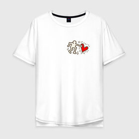 Мужская футболка хлопок Oversize с принтом Heart , 100% хлопок | свободный крой, круглый ворот, “спинка” длиннее передней части | Тематика изображения на принте: влюбленные | красный | люди | минимализм | отношения | рисунок | сердечко | страсть | человечки