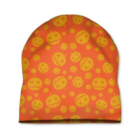 Шапка 3D с принтом Helloween Pumpkin - Хеллоуин , 100% полиэстер | универсальный размер, печать по всей поверхности изделия | helloween | orange | pumpkin | оранжевый | тыквы | хеллоуин