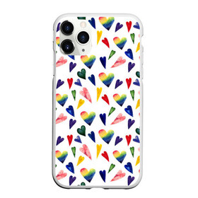 Чехол для iPhone 11 Pro матовый с принтом Пастельные сердца , Силикон |  | gradient | heart | pastel | pattern | rainbow | watercolor | акварель | градиент | пастель | радуга | сердце | узор