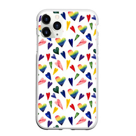Чехол для iPhone 11 Pro Max матовый с принтом Пастельные сердца , Силикон |  | gradient | heart | pastel | pattern | rainbow | watercolor | акварель | градиент | пастель | радуга | сердце | узор