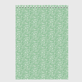 Скетчбук с принтом Узор из линий , 100% бумага
 | 48 листов, плотность листов — 100 г/м2, плотность картонной обложки — 250 г/м2. Листы скреплены сверху удобной пружинной спиралью | green | lines | parallel | pattern | point | зеленый | линии | параллель | точка | узор