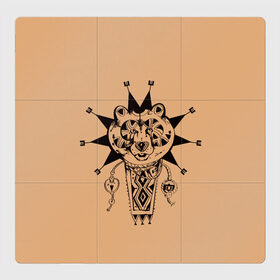 Магнитный плакат 3Х3 с принтом Медведь татем , Полимерный материал с магнитным слоем | 9 деталей размером 9*9 см | амулет | знак | медведь | символика | талисман | татем | татуировки. | язычество