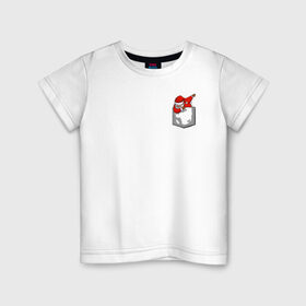 Детская футболка хлопок с принтом Карманный Санта , 100% хлопок | круглый вырез горловины, полуприлегающий силуэт, длина до линии бедер | 