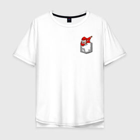 Мужская футболка хлопок Oversize с принтом Карманный Санта , 100% хлопок | свободный крой, круглый ворот, “спинка” длиннее передней части | Тематика изображения на принте: 