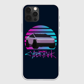 Чехол для iPhone 12 Pro Max с принтом Cybertruck Aesthetics , Силикон |  | 80e | cybertruck | retrowave | synthwave | vhs | киберпанк | кибертрак | неон | тесла | электрокар