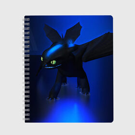 Тетрадь с принтом Беззубик , 100% бумага | 48 листов, плотность листов — 60 г/м2, плотность картонной обложки — 250 г/м2. Листы скреплены сбоку удобной пружинной спиралью. Уголки страниц и обложки скругленные. Цвет линий — светло-серый
 | dragon | how to train your dragon the hidden world | драконы | икинг | как приручить дракона 3 | персонажи