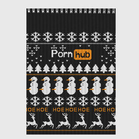 Скетчбук с принтом Christmas PornHub , 100% бумага
 | 48 листов, плотность листов — 100 г/м2, плотность картонной обложки — 250 г/м2. Листы скреплены сверху удобной пружинной спиралью | Тематика изображения на принте: 
