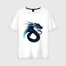 Женская футболка хлопок Oversize с принтом Морской левиафан , 100% хлопок | свободный крой, круглый ворот, спущенный рукав, длина до линии бедер
 | арт | глубина | дракон | дракон глубин | инопланетянин | левиафан | рисунок | синий
