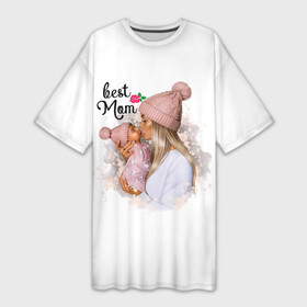 Платье-футболка 3D с принтом Best Mom ,  |  | Тематика изображения на принте: 2021 | best mom | mom | беременность | доченька | дочка | дочке | лучшая мама | люблю маму | любовь | мама | маме | мамочка | мамочке | мамуле | мамуля | пузожитель | рождение ребенка | самая лучшая мама | семья