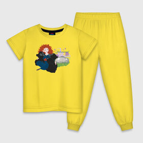 Детская пижама хлопок с принтом Determined , 100% хлопок |  брюки и футболка прямого кроя, без карманов, на брюках мягкая резинка на поясе и по низу штанин
 | brave | merida | pixar | vdzabma | мерида | пиксар | храбрая | храбрая сердцем