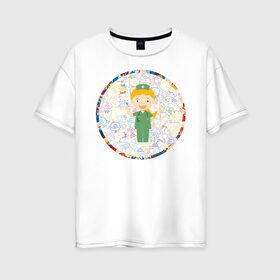 Женская футболка хлопок Oversize с принтом Медсестра АнтиПсихоВирус , 100% хлопок | свободный крой, круглый ворот, спущенный рукав, длина до линии бедер
 | 