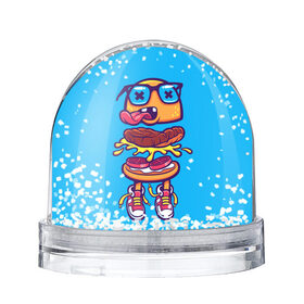 Снежный шар с принтом Чудик , Пластик | Изображение внутри шара печатается на глянцевой фотобумаге с двух сторон | xxx | гамбургер | кроссовки | очки | фастфуд | чувачек | чудик
