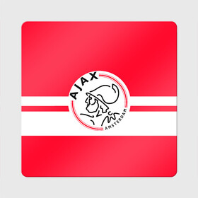 Магнит виниловый Квадрат с принтом AJAX AMSTERDAM , полимерный материал с магнитным слоем | размер 9*9 см, закругленные углы | ajax | amsterdam | football | holland | red | sport | team | white | амстердам | аякс | гол | голландия | красный | логотип | мяч | нидерланды | полосы | спорт | футбол