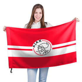 Флаг 3D с принтом AJAX AMSTERDAM , 100% полиэстер | плотность ткани — 95 г/м2, размер — 67 х 109 см. Принт наносится с одной стороны | ajax | amsterdam | football | holland | red | sport | team | white | амстердам | аякс | гол | голландия | красный | логотип | мяч | нидерланды | полосы | спорт | футбол