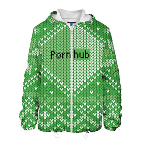 Мужская куртка 3D с принтом PornHub , ткань верха — 100% полиэстер, подклад — флис | прямой крой, подол и капюшон оформлены резинкой с фиксаторами, два кармана без застежек по бокам, один большой потайной карман на груди. Карман на груди застегивается на липучку | cool | fashion | green | hype | pattern | rdmerryhab | зеленый | круто | мода | узор | хайп