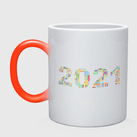 Кружка хамелеон с принтом Новый год 2021 , керамика | меняет цвет при нагревании, емкость 330 мл | 2021 | новый год | праздник