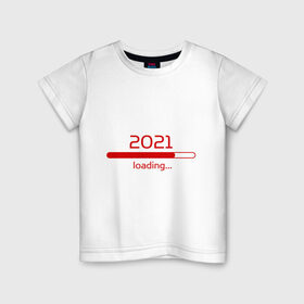 Детская футболка хлопок с принтом Новый 2021 год , 100% хлопок | круглый вырез горловины, полуприлегающий силуэт, длина до линии бедер | Тематика изображения на принте: 