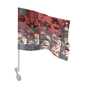 Флаг для автомобиля с принтом Отель Хазбин , 100% полиэстер | Размер: 30*21 см | Тематика изображения на принте: hazbin hotel | mult | аластор | арахнисс | вегги | вокс | даззл | краймини | лилит | люцифер | мультфильм