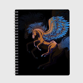 Тетрадь с принтом Pegasus wings , 100% бумага | 48 листов, плотность листов — 60 г/м2, плотность картонной обложки — 250 г/м2. Листы скреплены сбоку удобной пружинной спиралью. Уголки страниц и обложки скругленные. Цвет линий — светло-серый
 | pegasus | винтаж | графика | животное | зверь | конь | крыло | крылья | лошадь | пегас | перо | перья | пони