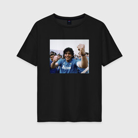 Женская футболка хлопок Oversize с принтом Diego Maradona , 100% хлопок | свободный крой, круглый ворот, спущенный рукав, длина до линии бедер
 | diego | maradona | maradonna | napoli | бога | диего | марадона | марадонна | наполи | ретро | рука | форма | футбол