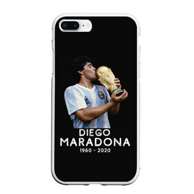 Чехол для iPhone 7Plus/8 Plus матовый с принтом Diego Maradona , Силикон | Область печати: задняя сторона чехла, без боковых панелей | 10 | 1960 | 2020 | argentina | barcelona | diego | football | legend | leo | lionel | maradona | messi | retro | rip | soccer | аргентина | барселона | бога | диего | легенда | лионель | марадона | месси | мяч | ретро | рука | форма | футбол