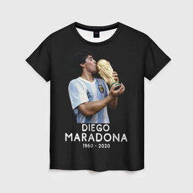 Женская футболка 3D с принтом Diego Maradona , 100% полиэфир ( синтетическое хлопкоподобное полотно) | прямой крой, круглый вырез горловины, длина до линии бедер | 10 | 1960 | 2020 | argentina | barcelona | diego | football | legend | leo | lionel | maradona | messi | retro | rip | soccer | аргентина | барселона | бога | диего | легенда | лионель | марадона | месси | мяч | ретро | рука | форма | футбол