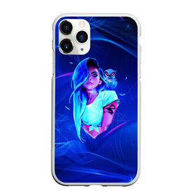 Чехол для iPhone 11 Pro Max матовый с принтом Neon Girl , Силикон |  | art | neon girl | голубые волосы девушки | девушка | неон | светящая девочка | филин