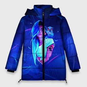 Женская зимняя куртка 3D с принтом Neon Girl , верх — 100% полиэстер; подкладка — 100% полиэстер; утеплитель — 100% полиэстер | длина ниже бедра, силуэт Оверсайз. Есть воротник-стойка, отстегивающийся капюшон и ветрозащитная планка. 

Боковые карманы с листочкой на кнопках и внутренний карман на молнии | art | neon girl | голубые волосы девушки | девушка | неон | светящая девочка | филин