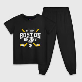 Детская пижама хлопок с принтом Бостон Брюинз , 100% хлопок |  брюки и футболка прямого кроя, без карманов, на брюках мягкая резинка на поясе и по низу штанин
 | Тематика изображения на принте: boston | boston bruins | bruins | hockey | nhl | usa | бостон | бостон брюинз | нхл | спорт | сша | хоккей | шайба