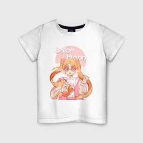 Детская футболка хлопок с принтом Sailor Moon Coffee , 100% хлопок | круглый вырез горловины, полуприлегающий силуэт, длина до линии бедер | anime | animegirl | cute | kavai | kavaii | madara | manga | sailor | sailorchibimoon | sailorjupiter | sailormars | sailormercury | sailormoon | sailormooncrystal | sailorvenus | usagi | usagitsukino | аниме | анимесейлормун | каваи | сейлормун