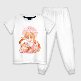 Детская пижама хлопок с принтом Sailor Moon Coffee , 100% хлопок |  брюки и футболка прямого кроя, без карманов, на брюках мягкая резинка на поясе и по низу штанин
 | anime | animegirl | cute | kavai | kavaii | madara | manga | sailor | sailorchibimoon | sailorjupiter | sailormars | sailormercury | sailormoon | sailormooncrystal | sailorvenus | usagi | usagitsukino | аниме | анимесейлормун | каваи | сейлормун