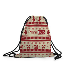 Рюкзак-мешок 3D с принтом Pornhub(Новый год) , 100% полиэстер | плотность ткани — 200 г/м2, размер — 35 х 45 см; лямки — толстые шнурки, застежка на шнуровке, без карманов и подкладки | год | новый | рождественскую коллекцию