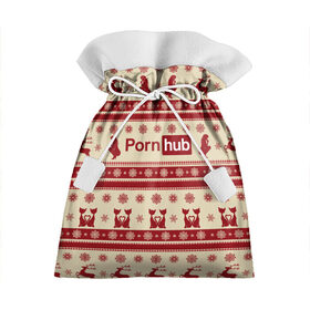 Подарочный 3D мешок с принтом Pornhub(Новый год) , 100% полиэстер | Размер: 29*39 см | Тематика изображения на принте: год | новый | рождественскую коллекцию