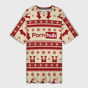 Платье-футболка 3D с принтом Pornhub(Новый год) ,  |  | год | новый | рождественскую коллекцию