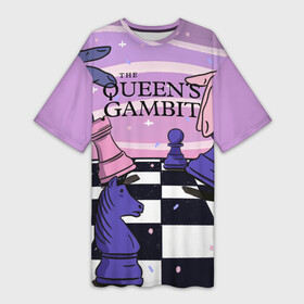 Платье-футболка 3D с принтом The Queens Gambit ,  |  | beth harmon | chess | queens gambit | the queens gambit | аня тейлор джой | бет хармон | нетфликс | ход королевы | шахматы