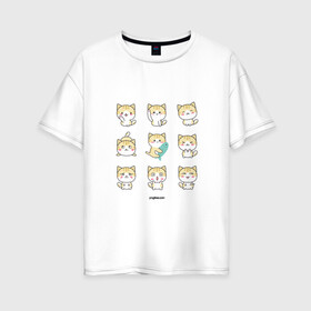 Женская футболка хлопок Oversize с принтом котята , 100% хлопок | свободный крой, круглый ворот, спущенный рукав, длина до линии бедер
 | весёлые котики | каваи | котики | много кошек | рыжие коты