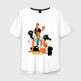 Мужская футболка хлопок Oversize с принтом Взрослые развлечения , 100% хлопок | свободный крой, круглый ворот, “спинка” длиннее передней части | арт | демон | демонесса | рисунок | суккуб | школьница
