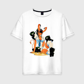 Женская футболка хлопок Oversize с принтом Взрослые развлечения , 100% хлопок | свободный крой, круглый ворот, спущенный рукав, длина до линии бедер
 | арт | демон | демонесса | рисунок | суккуб | школьница