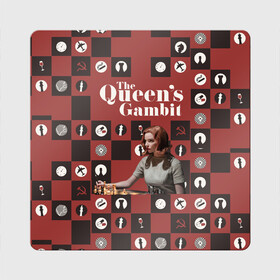 Магнит виниловый Квадрат с принтом Ход королевы / The Que , полимерный материал с магнитным слоем | размер 9*9 см, закругленные углы | gambit | the queens 