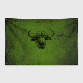 Флаг-баннер с принтом Бык , 100% полиэстер | размер 67 х 109 см, плотность ткани — 95 г/м2; по краям флага есть четыре люверса для крепления | 2021 | bull | бык | год быка | животное | новый год | рога
