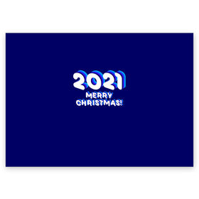 Поздравительная открытка с принтом 2021 Merry Christmas , 100% бумага | плотность бумаги 280 г/м2, матовая, на обратной стороне линовка и место для марки
 | 