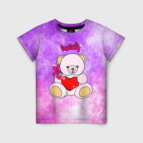 Детская футболка 3D с принтом Lovely bear , 100% гипоаллергенный полиэфир | прямой крой, круглый вырез горловины, длина до линии бедер, чуть спущенное плечо, ткань немного тянется | bear | love is | teddy | богиня | валентина | влюбленный | девушке | дочь | жена | игрушка | лучшая | любимая | люблю | мама | марта | медведь | медведь с сердцем | медвежата | мишка тедди | плюшевые | подарок