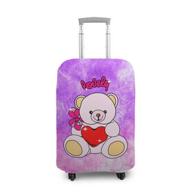 Чехол для чемодана 3D с принтом Lovely bear , 86% полиэфир, 14% спандекс | двустороннее нанесение принта, прорези для ручек и колес | bear | love is | teddy | богиня | валентина | влюбленный | девушке | дочь | жена | игрушка | лучшая | любимая | люблю | мама | марта | медведь | медведь с сердцем | медвежата | мишка тедди | плюшевые | подарок