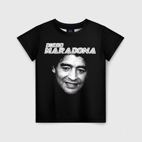 Детская футболка 3D с принтом Диего Марадона , 100% гипоаллергенный полиэфир | прямой крой, круглый вырез горловины, длина до линии бедер, чуть спущенное плечо, ткань немного тянется | diego | diego armando maradona | maradona | аргентина | диего | король | легенда | марадона | нападающий | полузащитник | футбол | футболист