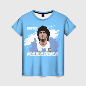 Женская футболка 3D с принтом Диего Марадона , 100% полиэфир ( синтетическое хлопкоподобное полотно) | прямой крой, круглый вырез горловины, длина до линии бедер | diego | diego armando maradona | maradona | аргентина | диего | король | легенда | марадона | нападающий | полузащитник | футбол | футболист
